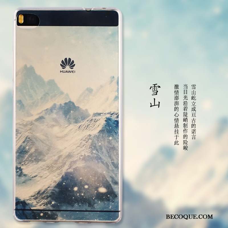 Huawei P8 Étui Bleu Peinture Fluide Doux Protection Coque De Téléphone