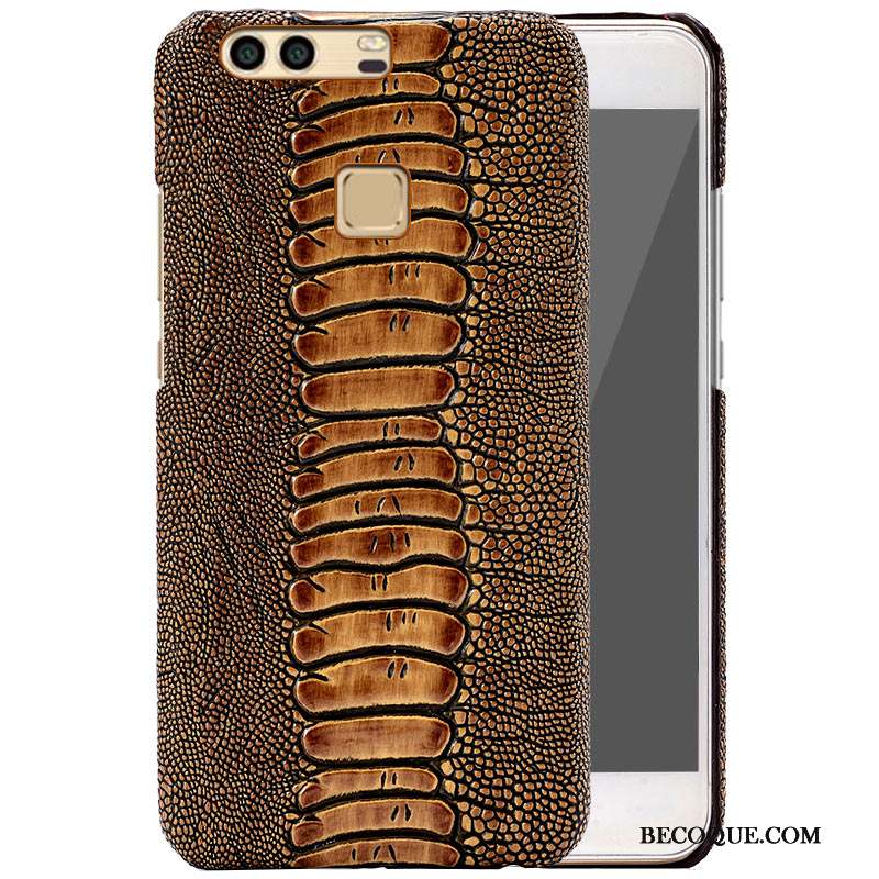 Huawei P9 Coque De Téléphone Cuir Véritable Personnalisé Simple Vin Rouge Incassable
