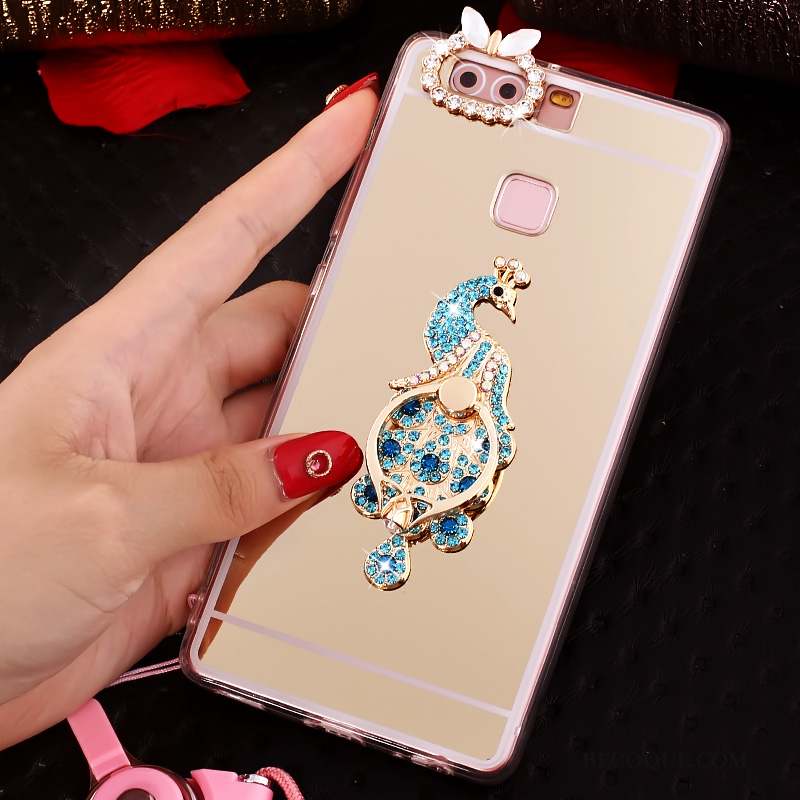 Huawei P9 Coque De Téléphone Strass Support Rose Étui Protection