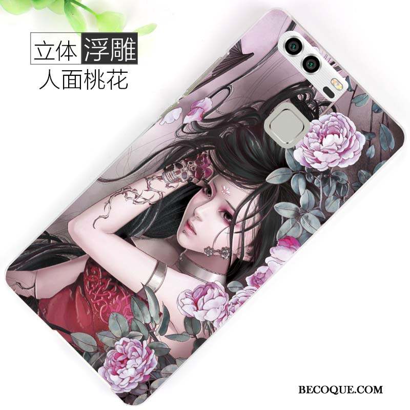 Huawei P9 Coque Délavé En Daim Peinture Marque De Tendance Dessin Animé Difficile Personnalité