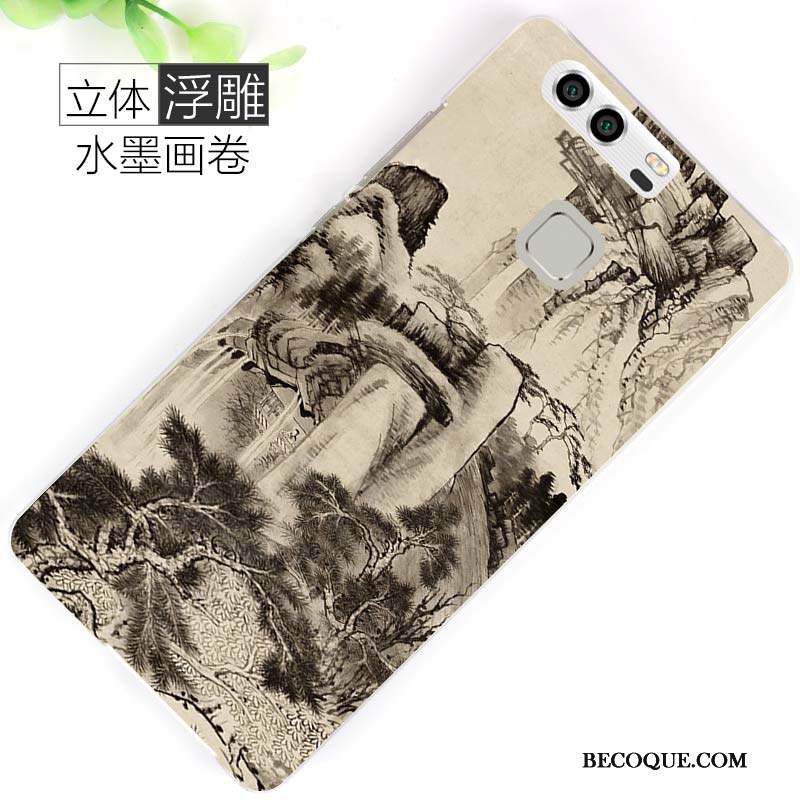 Huawei P9 Coque Délavé En Daim Peinture Marque De Tendance Dessin Animé Difficile Personnalité