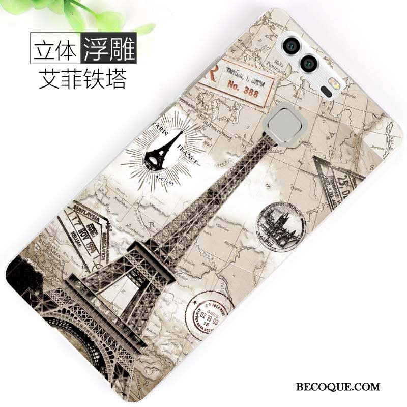 Huawei P9 Coque Délavé En Daim Peinture Marque De Tendance Dessin Animé Difficile Personnalité