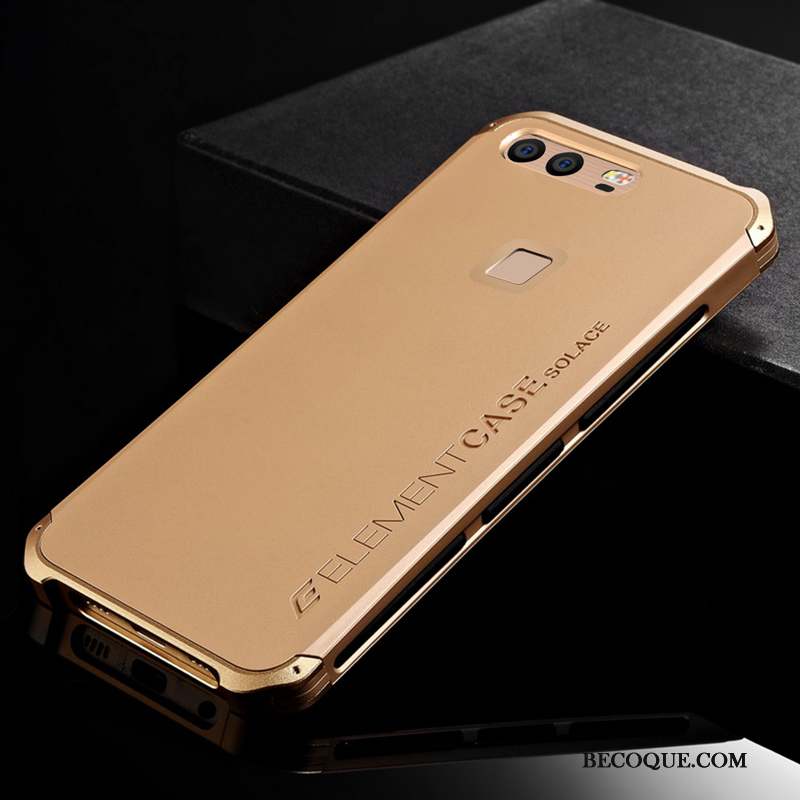 Huawei P9 Coque Délavé En Daim Protection Métal Créatif Étui Rouge