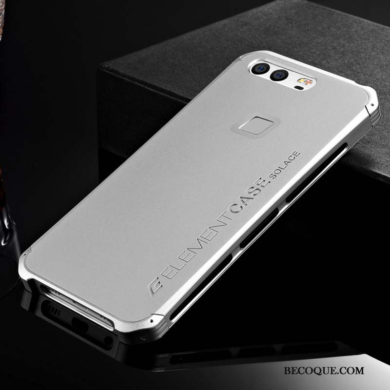 Huawei P9 Coque Délavé En Daim Protection Métal Créatif Étui Rouge