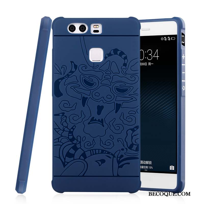 Huawei P9 Coque Incassable Légères Bleu Protection Fluide Doux Ballon