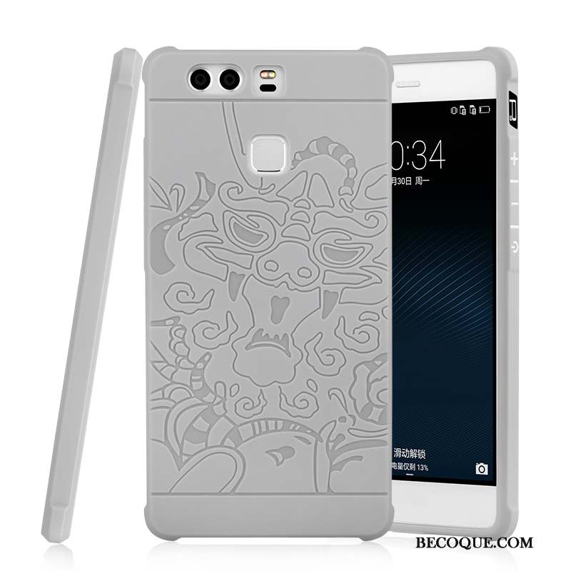 Huawei P9 Coque Incassable Légères Bleu Protection Fluide Doux Ballon