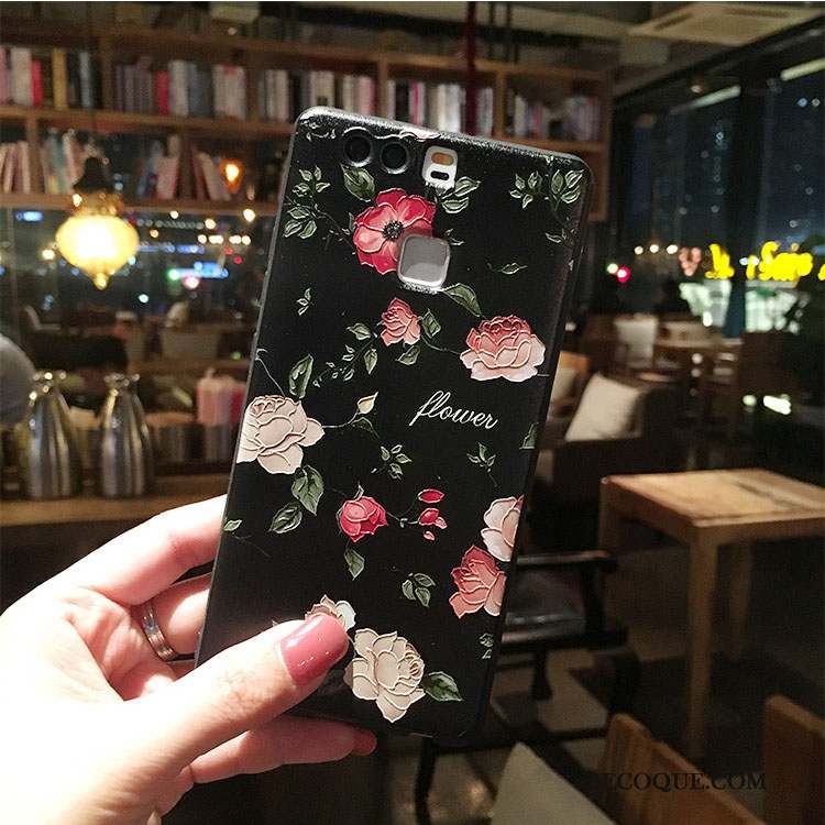 Huawei P9 Coque Rose Multicolore Gaufrage Fluide Doux Délavé En Daim Silicone