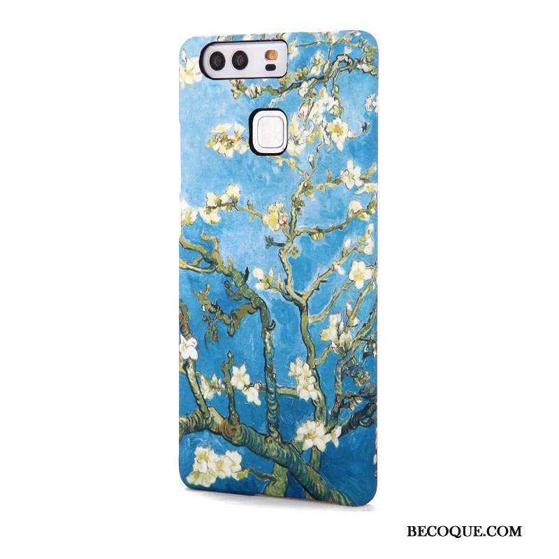 Huawei P9 Coque Tendance Fleur Gaufrage Délavé En Daim Protection Pivoine