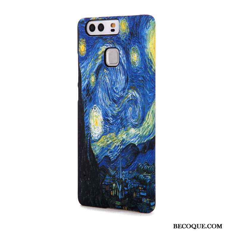 Huawei P9 Coque Tendance Fleur Gaufrage Délavé En Daim Protection Pivoine