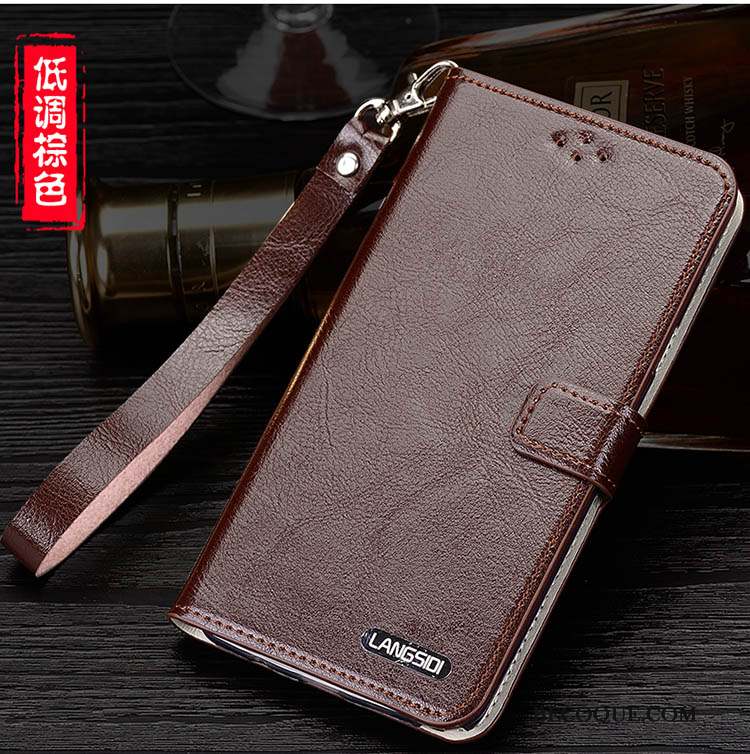 Huawei P9 Incassable Clamshell Cuir Véritable Coque De Téléphone Luxe Vin Rouge