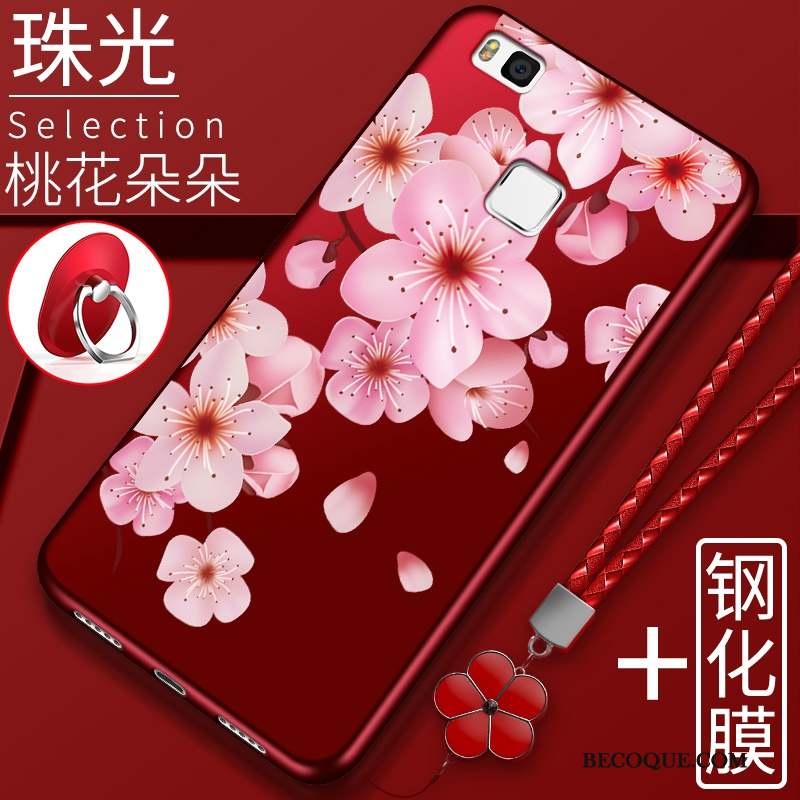 Huawei P9 Lite Fluide Doux Créatif Tendance Fleur De Pêche Coque Ornements Suspendus