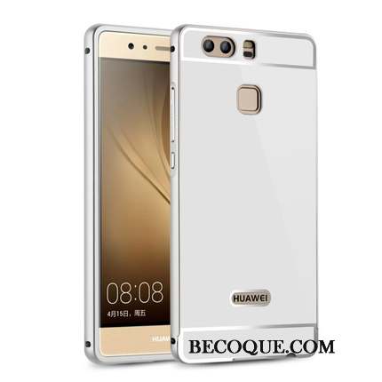 Huawei P9 Plus Border Miroir Métal Gaufrage Coque De Téléphone Couvercle Arrière