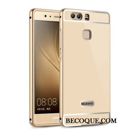 Huawei P9 Plus Border Miroir Métal Gaufrage Coque De Téléphone Couvercle Arrière