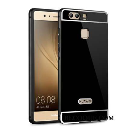 Huawei P9 Plus Border Miroir Métal Gaufrage Coque De Téléphone Couvercle Arrière