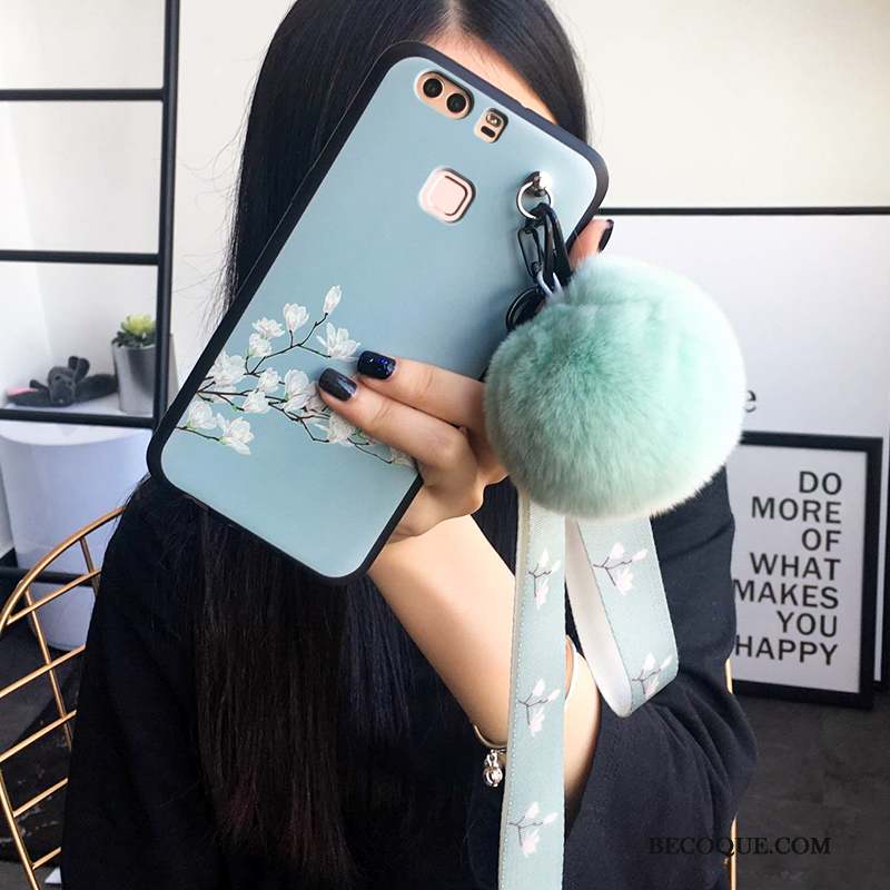 Huawei P9 Plus Coque De Téléphone Incassable Gaufrage Tout Compris Bleu Clair Fluide Doux