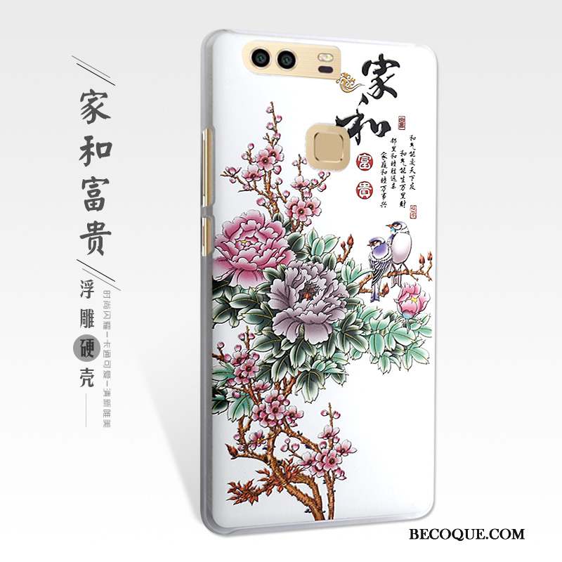 Huawei P9 Plus Coque De Téléphone Protection Rose Gaufrage Étui