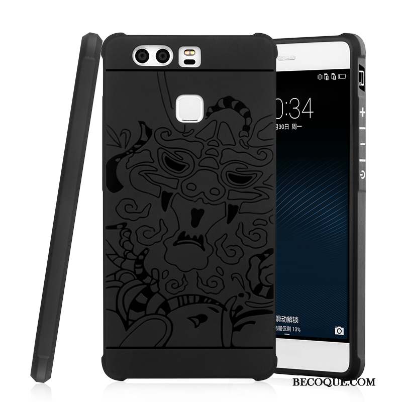 Huawei P9 Plus Coque De Téléphone Tendance Incassable Fluide Doux Étui Noir