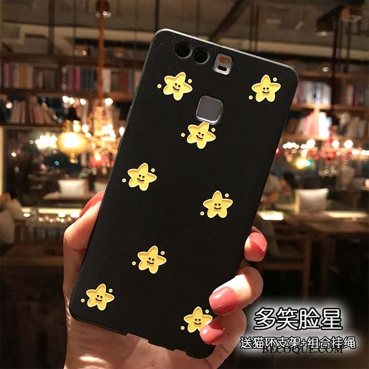 Huawei P9 Plus Coque De Téléphone Étui Noir Dessin Animé Personnalité Ornements Suspendus