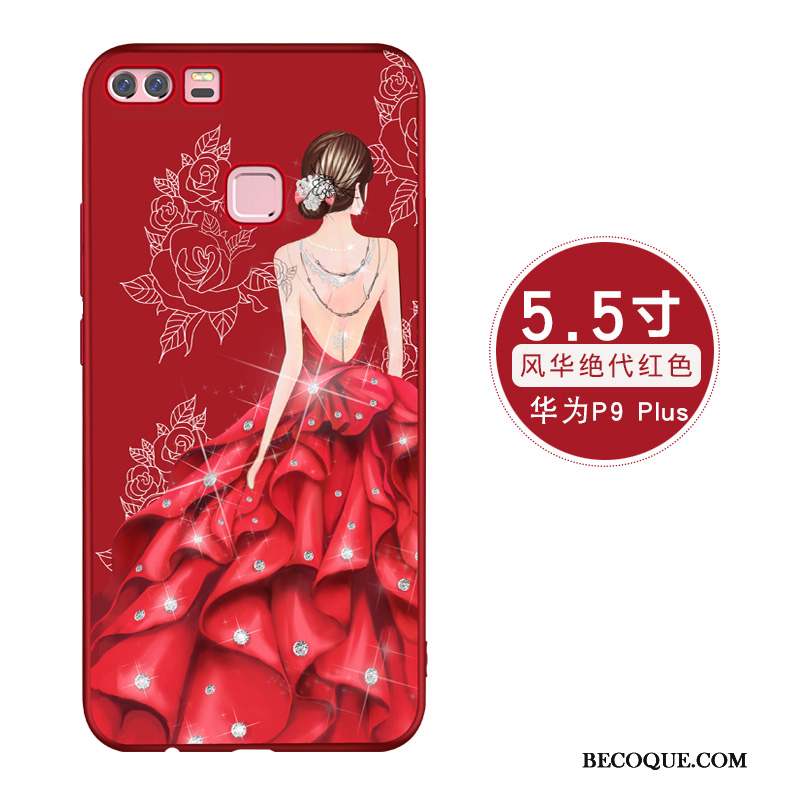 Huawei P9 Plus Coque Jeunesse Créatif Personnalité Mince Incassable Rouge