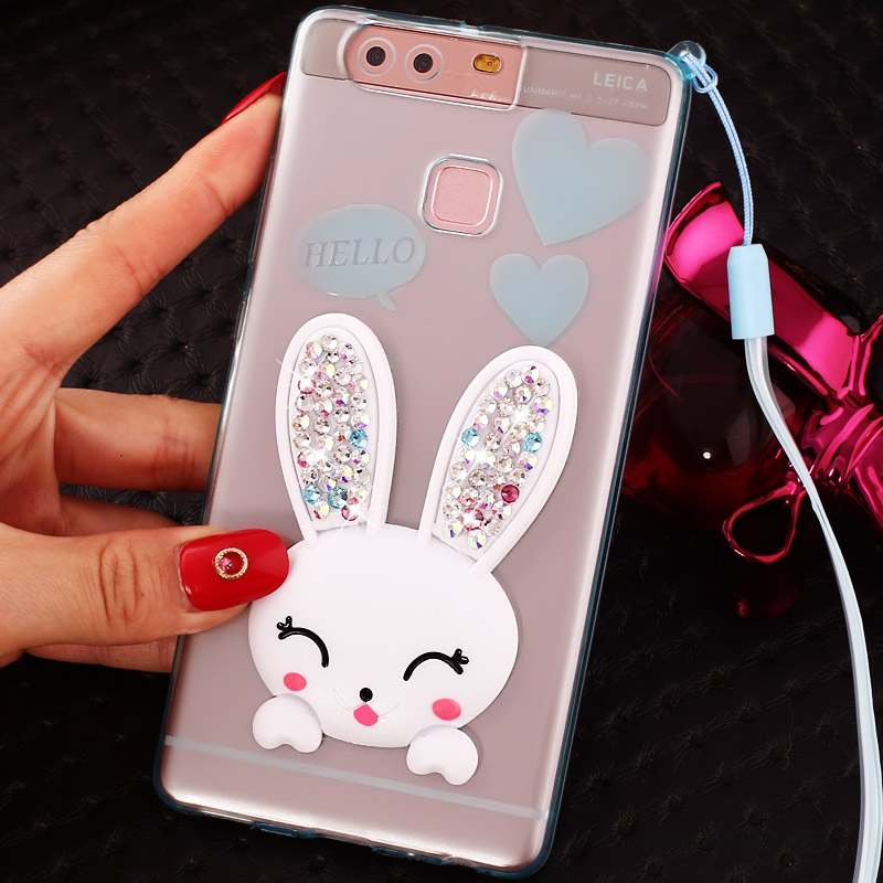 Huawei P9 Plus Coque Ornements Suspendus Très Mince Téléphone Portable Incassable Rose Strass