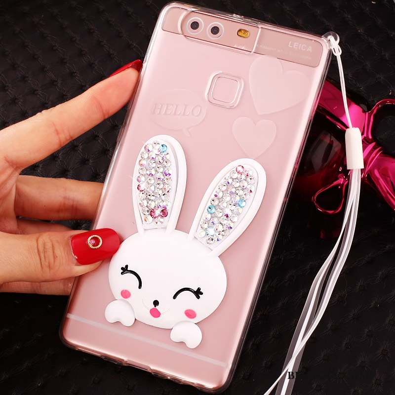 Huawei P9 Plus Coque Ornements Suspendus Très Mince Téléphone Portable Incassable Rose Strass