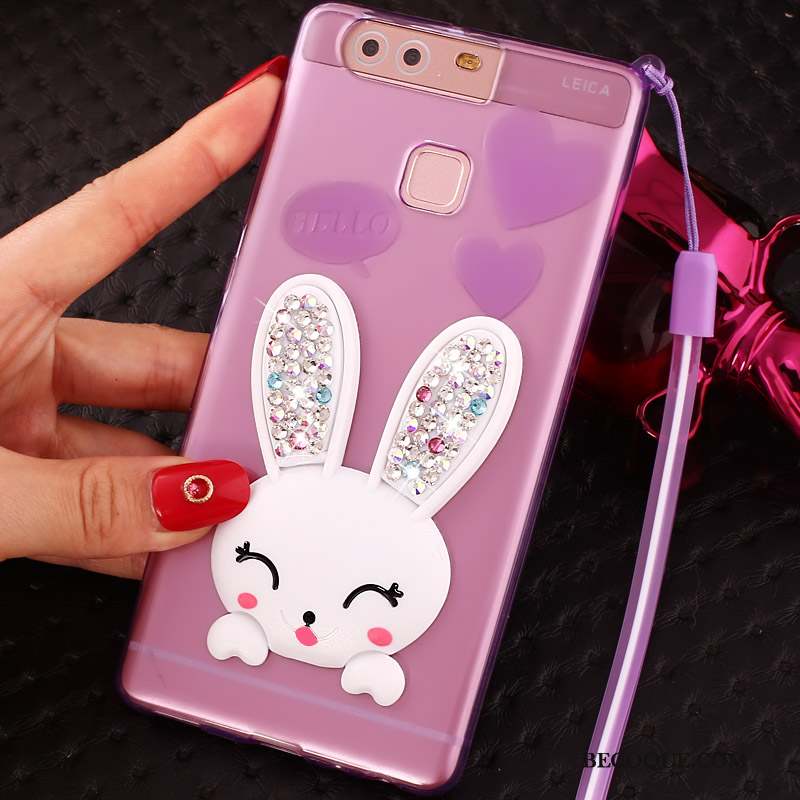 Huawei P9 Plus Coque Ornements Suspendus Très Mince Téléphone Portable Incassable Rose Strass