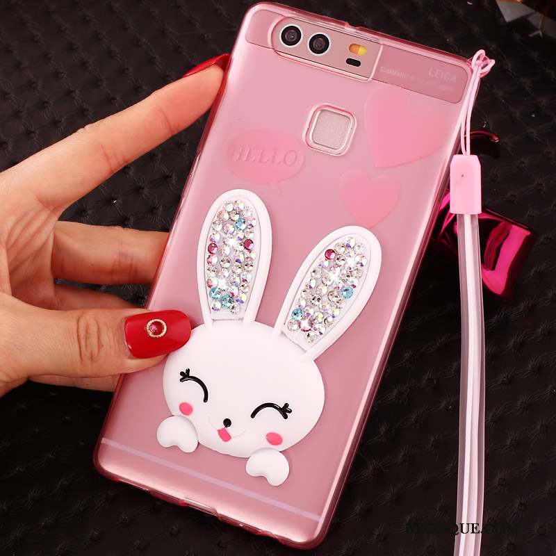 Huawei P9 Plus Coque Ornements Suspendus Très Mince Téléphone Portable Incassable Rose Strass