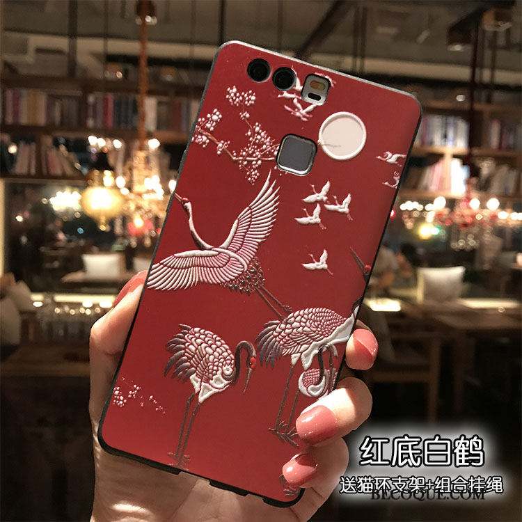 Huawei P9 Plus Coque Rouge De Téléphone Étui Dessin Animé Silicone