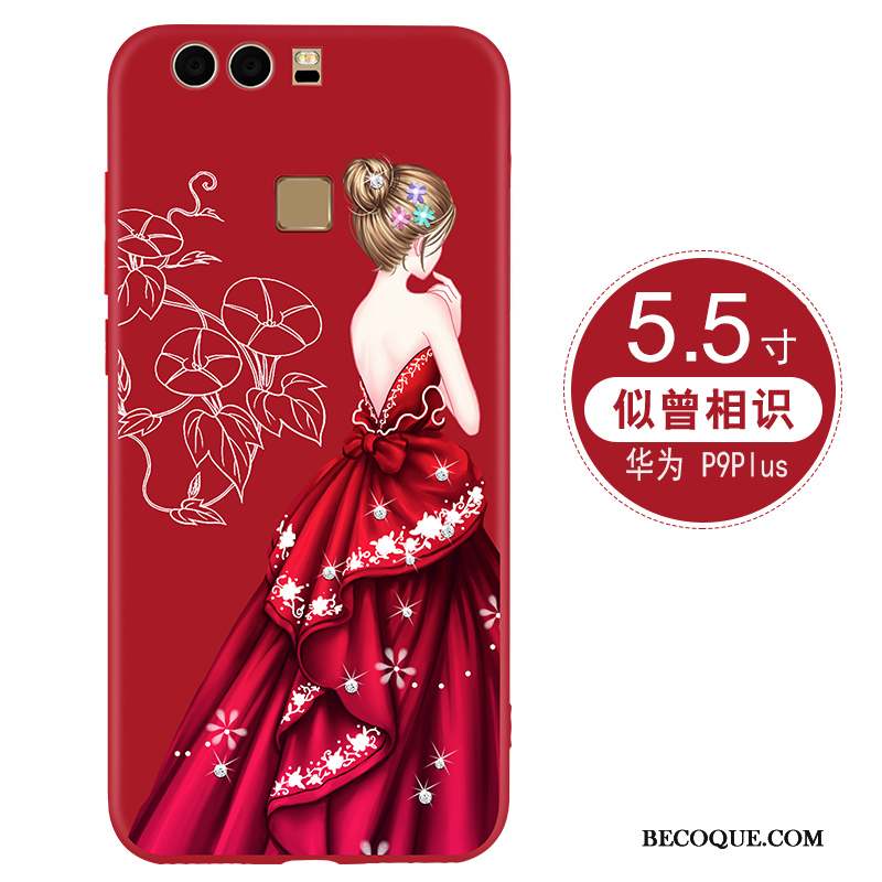 Huawei P9 Plus Coque Rouge Silicone Personnalité Tendance Créatif Fluide Doux