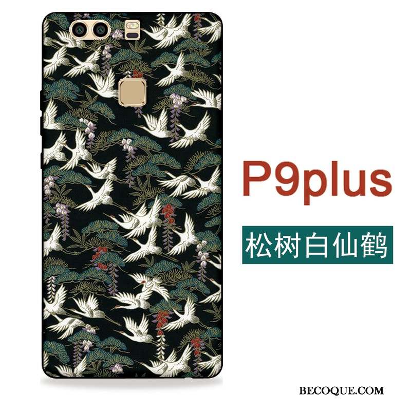 Huawei P9 Plus Coque Sakura Étui Vent Silicone Fluide Doux Grue