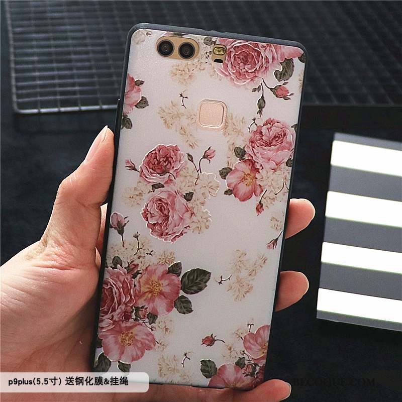 Huawei P9 Plus Coque Étui Tout Compris Violet Délavé En Daim Style Chinois Gaufrage