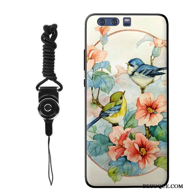 Huawei P9 Plus Créatif Vintage Silicone Coque De Téléphone Noir Fleur