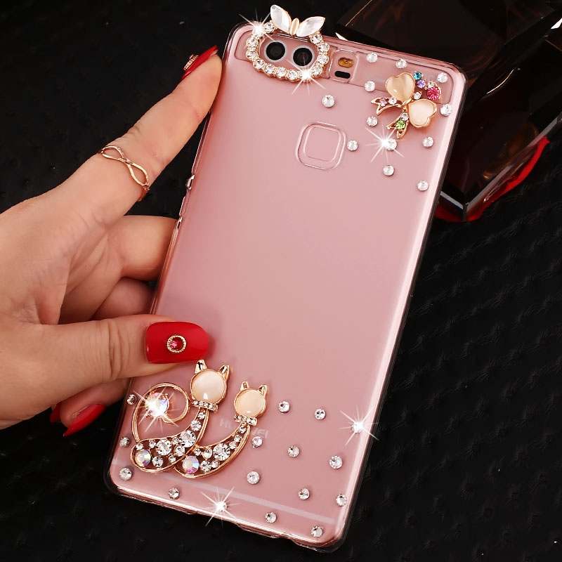 Huawei P9 Plus Difficile Coque De Téléphone Strass Rose Étui Pu