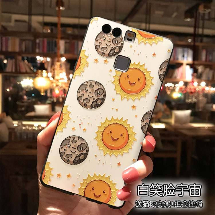 Huawei P9 Plus Ornements Suspendus Coque De Téléphone Dessin Animé Étui Noir Silicone