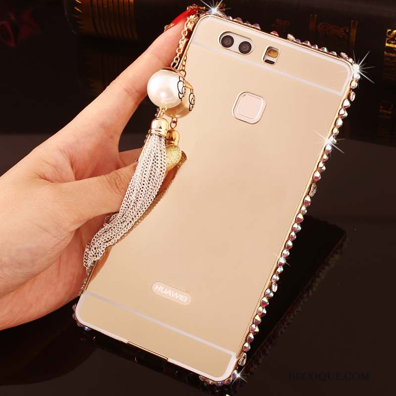 Huawei P9 Plus Protection Coque De Téléphone Strass Or Étui Border