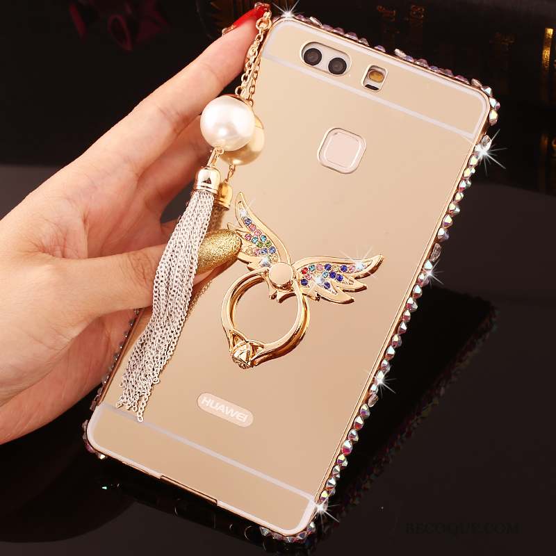 Huawei P9 Plus Protection Coque De Téléphone Strass Or Étui Border