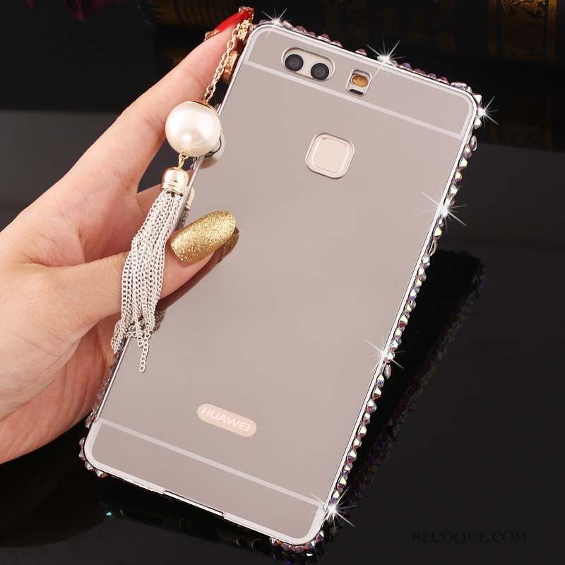 Huawei P9 Plus Protection Coque De Téléphone Strass Or Étui Border