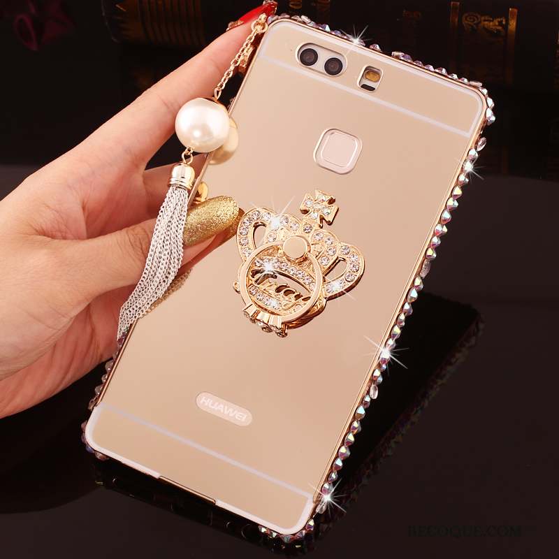 Huawei P9 Plus Protection Coque De Téléphone Strass Or Étui Border