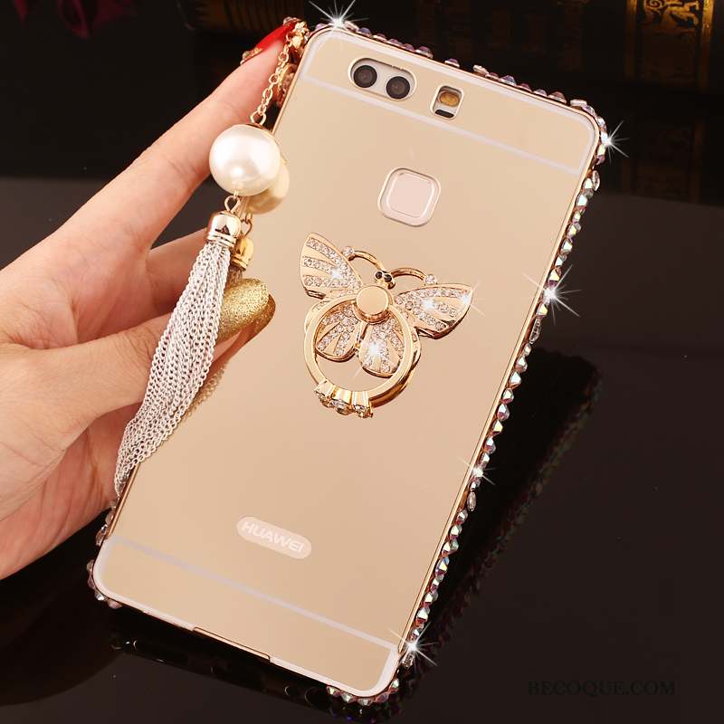 Huawei P9 Plus Protection Coque De Téléphone Strass Or Étui Border