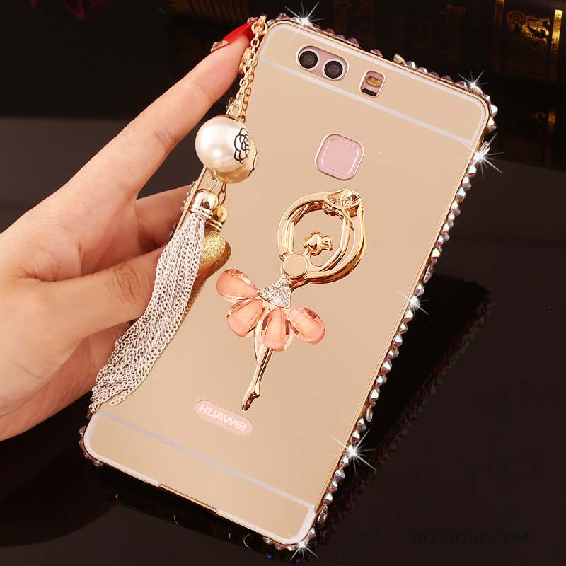 Huawei P9 Plus Protection Coque De Téléphone Strass Or Étui Border