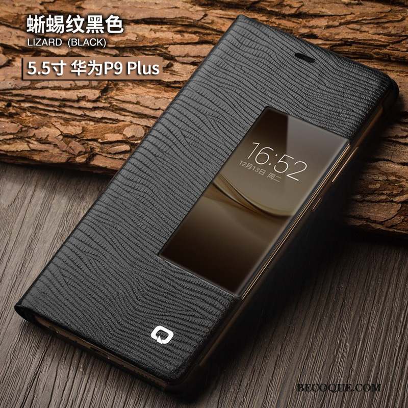 Huawei P9 Plus Protection Téléphone Portable Coque De Téléphone Cuir Véritable Étui Dormance