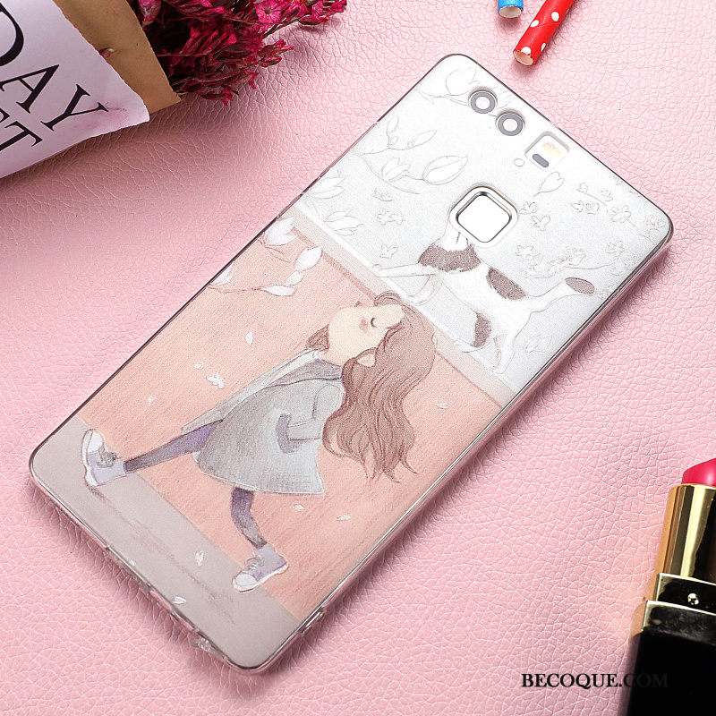 Huawei P9 Plus Transparent Coque De Téléphone Net Rouge Original Fluide Doux Silicone