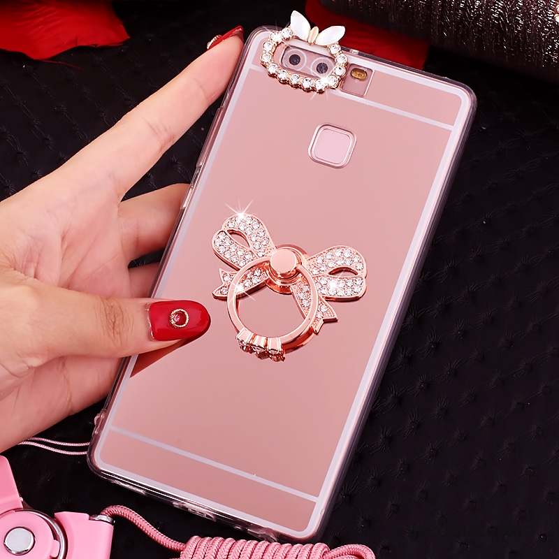 Huawei P9 Plus Étui Anneau Rose Silicone Coque De Téléphone Strass