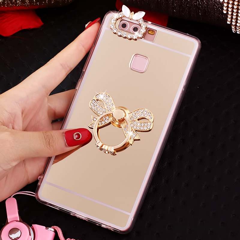 Huawei P9 Plus Étui Anneau Rose Silicone Coque De Téléphone Strass