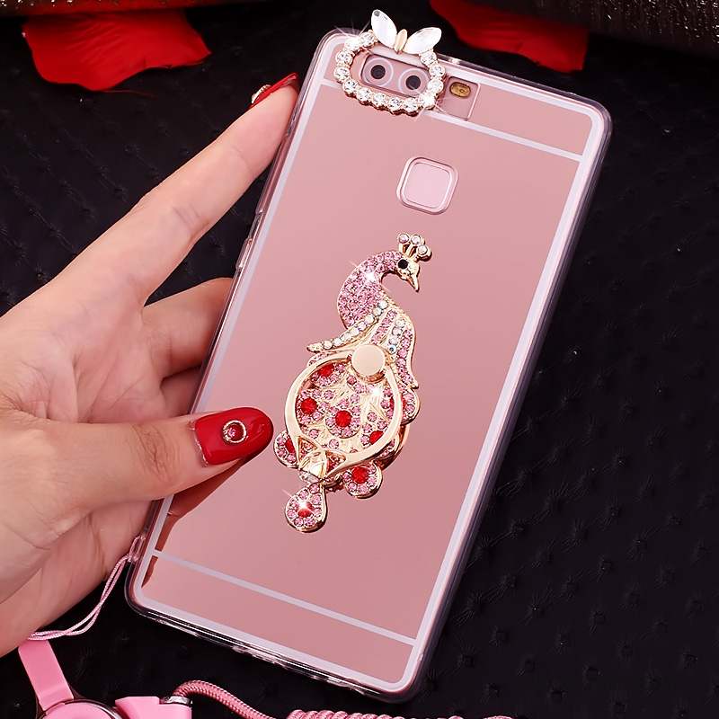 Huawei P9 Plus Étui Anneau Rose Silicone Coque De Téléphone Strass