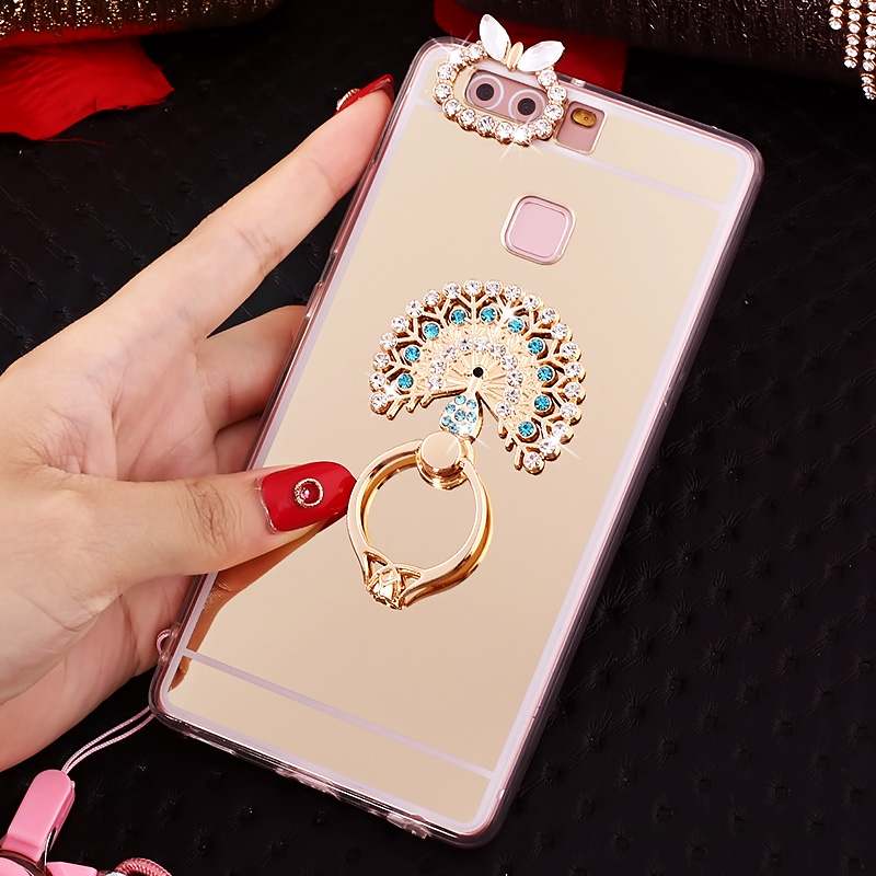 Huawei P9 Plus Étui Anneau Rose Silicone Coque De Téléphone Strass