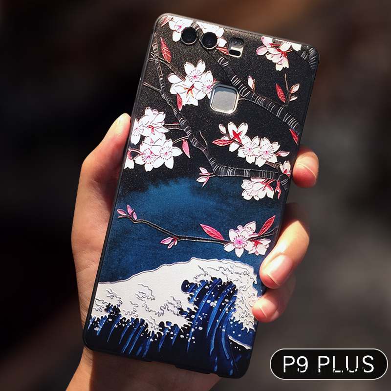 Huawei P9 Plus Étui Coque De Téléphone Tout Compris Gaufrage Incassable Bleu