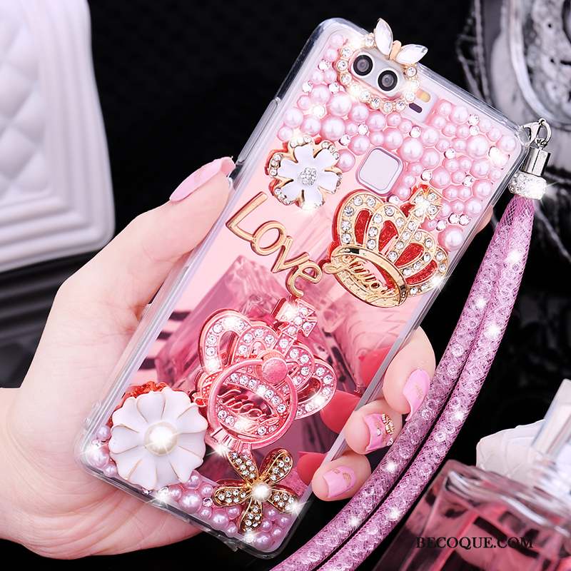 Huawei P9 Strass Étui Or Coque De Téléphone Protection Fluide Doux