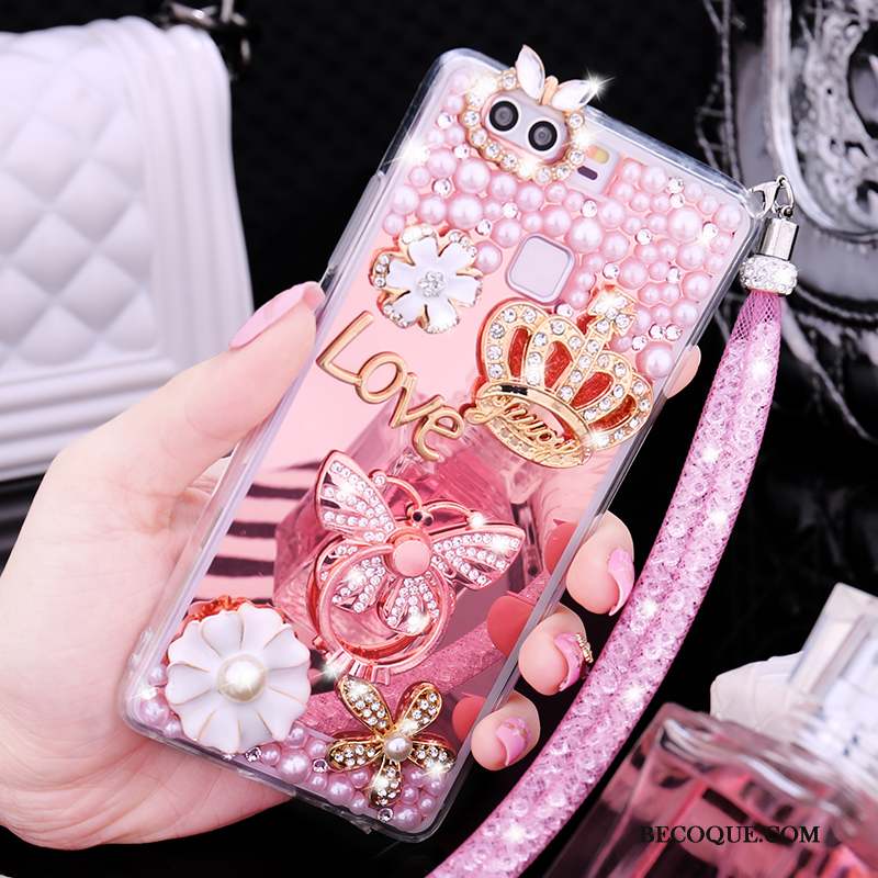 Huawei P9 Strass Étui Or Coque De Téléphone Protection Fluide Doux