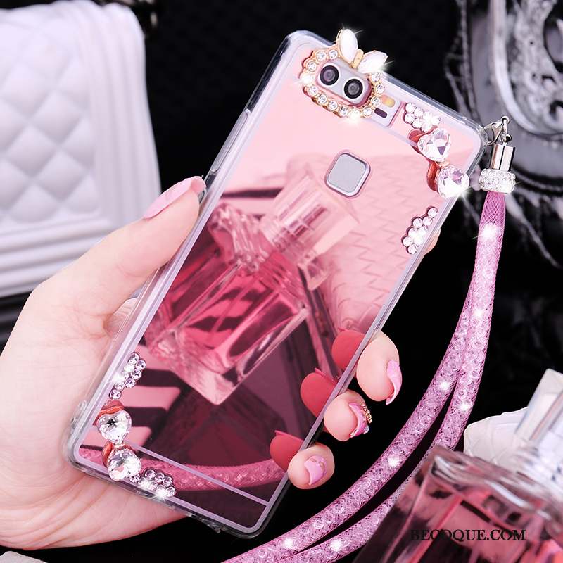 Huawei P9 Strass Étui Or Coque De Téléphone Protection Fluide Doux